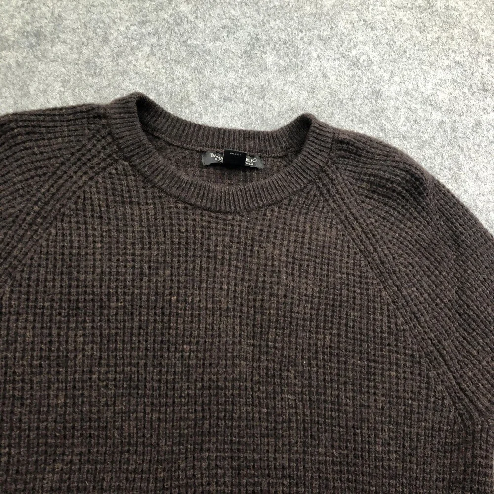 Banana Republic Sweater Mens Small Brown Wool Knit Heavy Crewneck Pullover